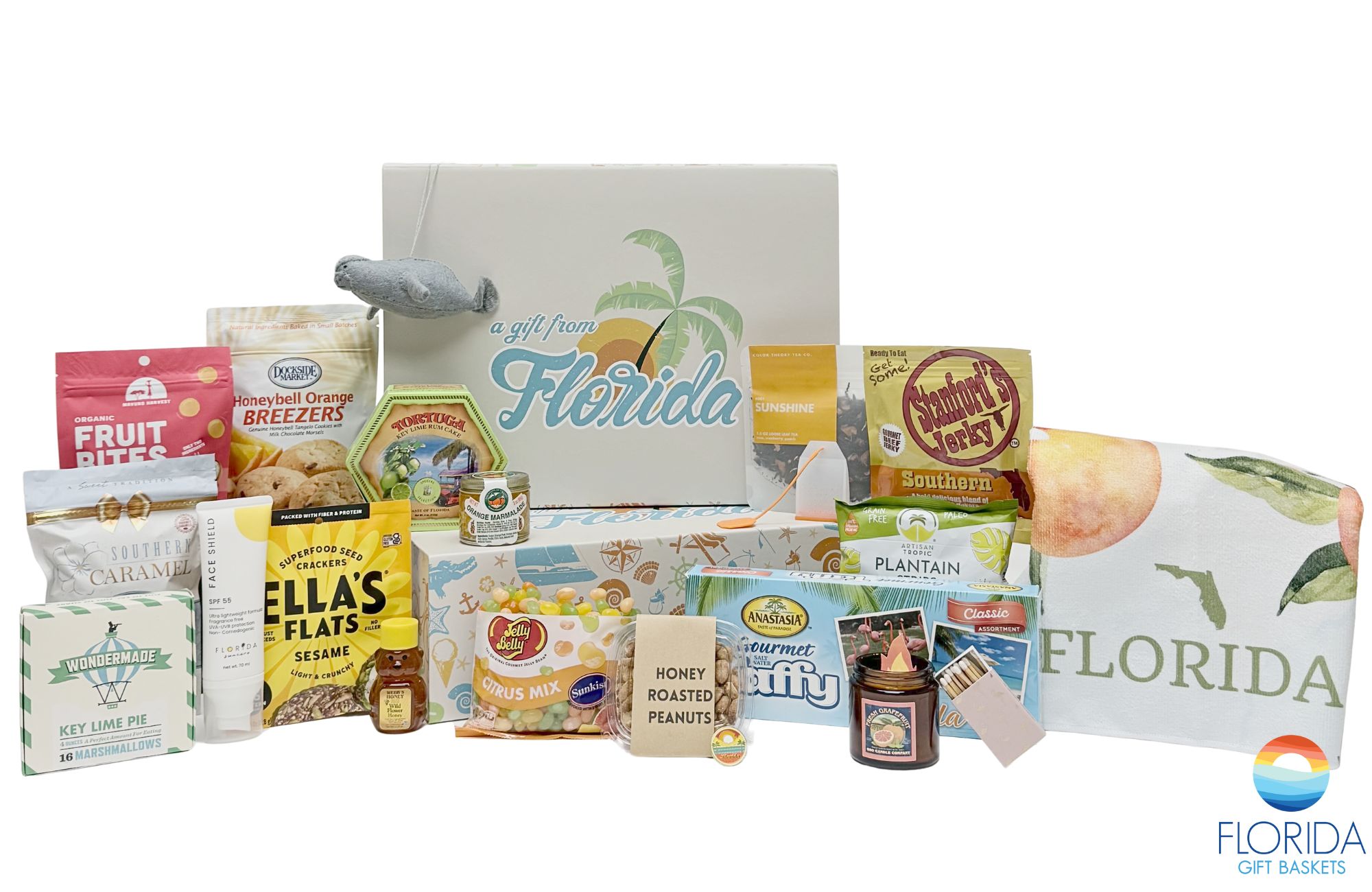 Our extra-large "A Gift From Florida" gift box is full of exclusive items and makes a great local Florida gift for anyone, anywhere!