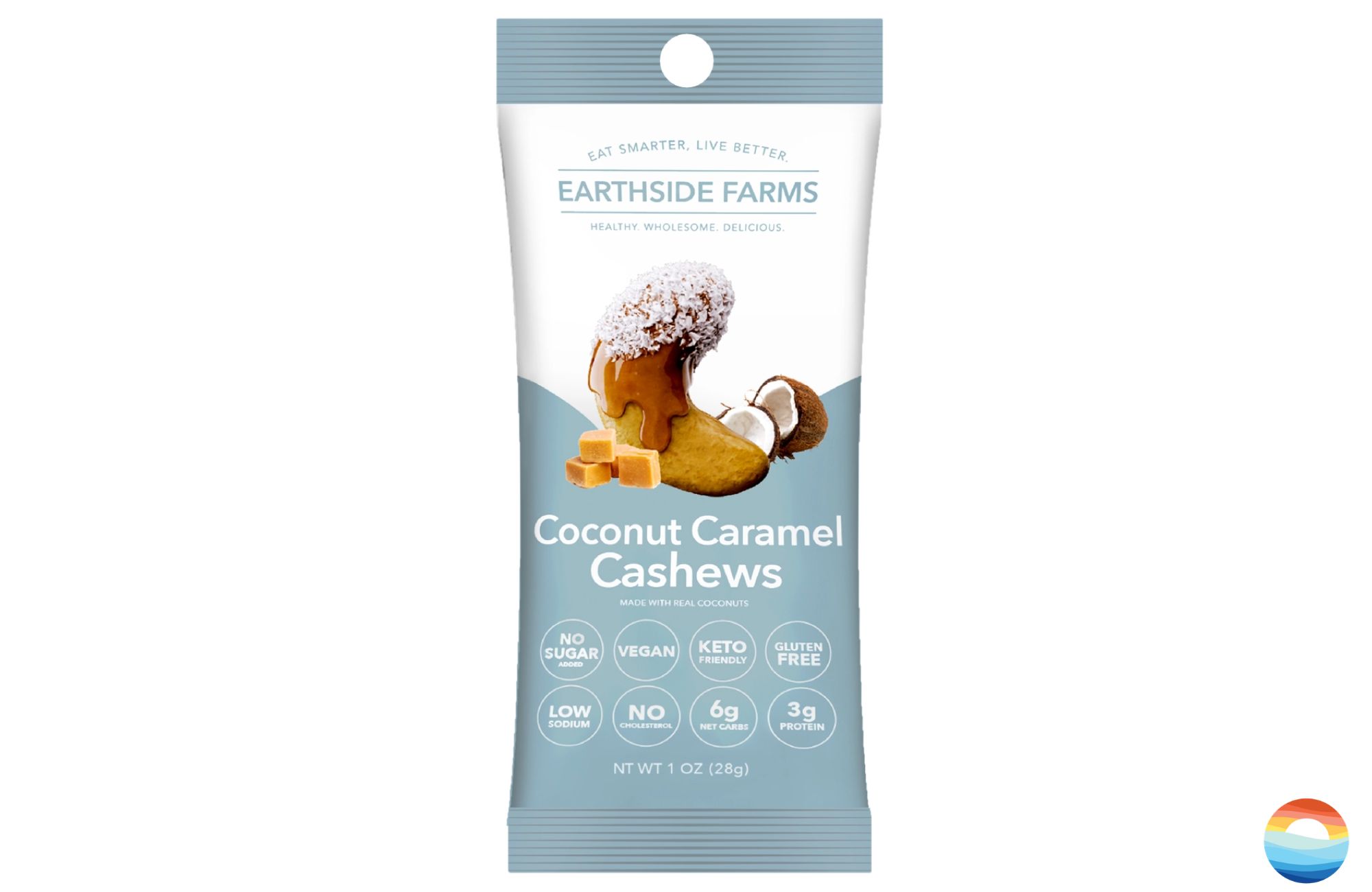 Coconut Caramel Cashews. Dry-roasted cashews coated with a delectable caramel glaze, made with real coconut and no added sugar. 1.5 oz Vegan and Gluten-Free