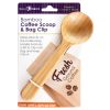 The scoop is cleverly designed to clip right onto the coffee grounds bag to keep it sealed while conveniently storing right where it's needed. It also works wonderfully for other drink powders such as protein, tea, macha, super food powders, spices and more. The scoop is masterfully crafted from bamboo and will hold up to 1.25 tablespoons.