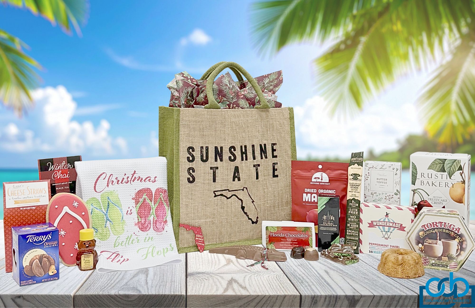 Our popular "Sunshine State" tote bag with a holiday twist!