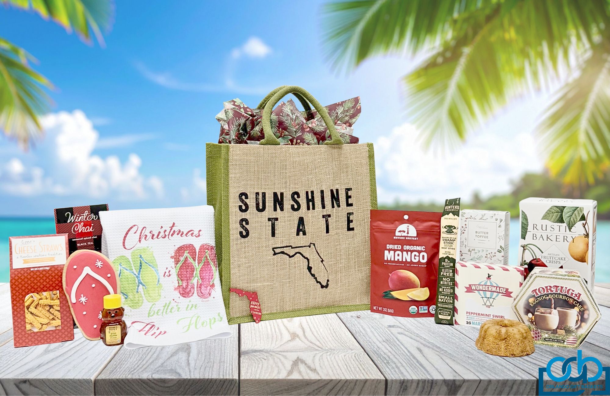 Our popular "Sunshine State" tote bag with a holiday twist!