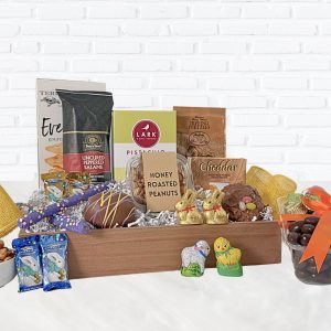 A perfectly sized Easter basket with sweet and salty gourmet delights