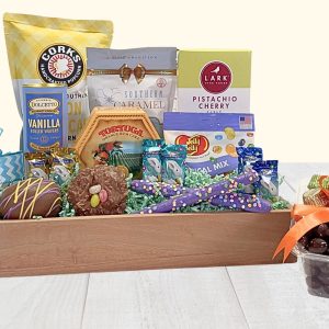 Springtime Sweets gift basket - a gift basket filled with a variety of sweet treats and Easter magic!