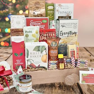 Large "Holiday Gourmet" Gift basket, complete with all the sweet, salty, chocolatey holiday treats!