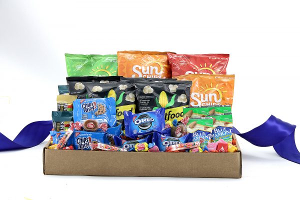 A veritable vending machine, this gift basket is filled with individually sized snacks, great for a break room or any group of wonderful people to share!