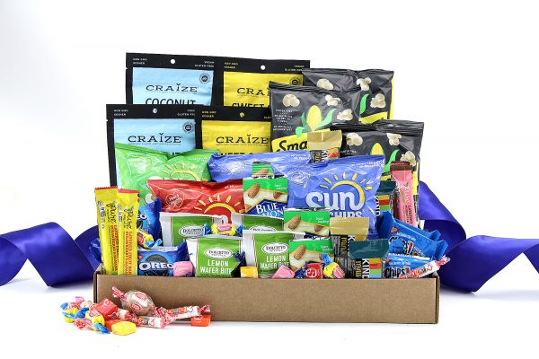 A veritable vending machine, this gift basket is filled with individually sized treats! Great variety!