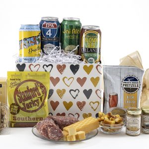 A Valentine's Day inspired gift basket filled with a variety of Florida-Brewed beers and snacks to match!