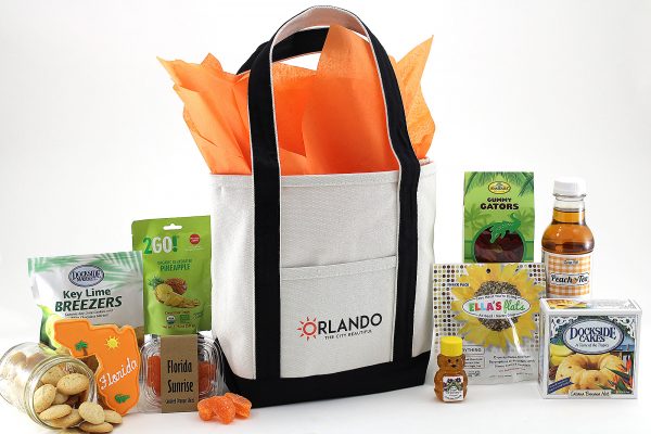 Our exclusive, high-quality tote bag delivered full of Florida-inspired treats!