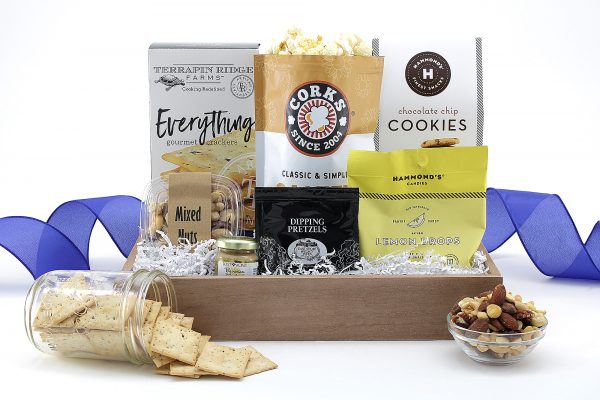 A traditional gift basket of sweet & salty favorites!