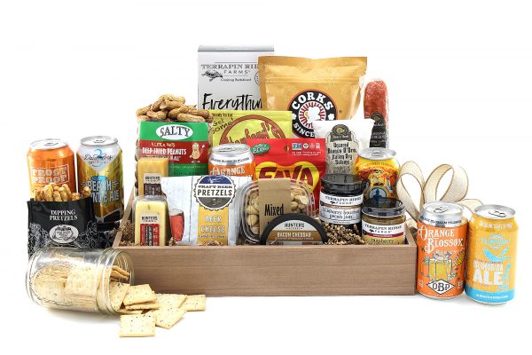A gift basket of assorted salty treats and an assortment of Florida-brewed beer!