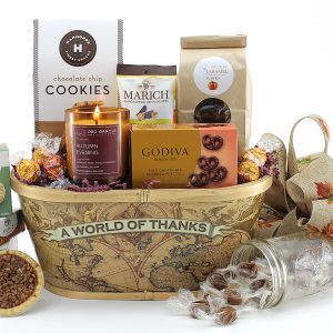 A perfect gift basket for celebrating gratitude during the thanksgiving season.