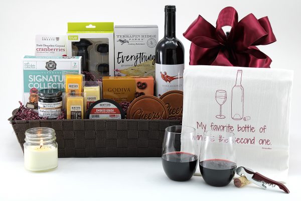 A great gift for any wine lover. Select their favorite wine and we will add in snacks and lots of wine accessories!