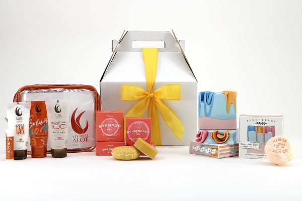 A wonderful collection of travel sized bath & self-care products, perfect for a Florida weekend!