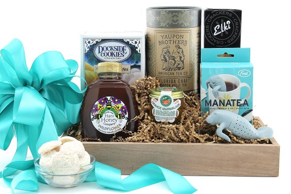 A tea theme gift basket with a Florida twist!