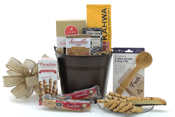 Gift basket containing Florida ground coffee and a variety of sweet cookie treats!