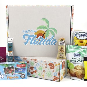 A festive Florida gift box filled with Florida inspired treats!