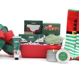 A festive spa gift basket with a holiday twist!