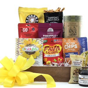 Explore our Vegan Gift Basket, a curated collection boasting savory vegan snacks, celebrating the essence of cruelty-free luxury and mindful consumption.